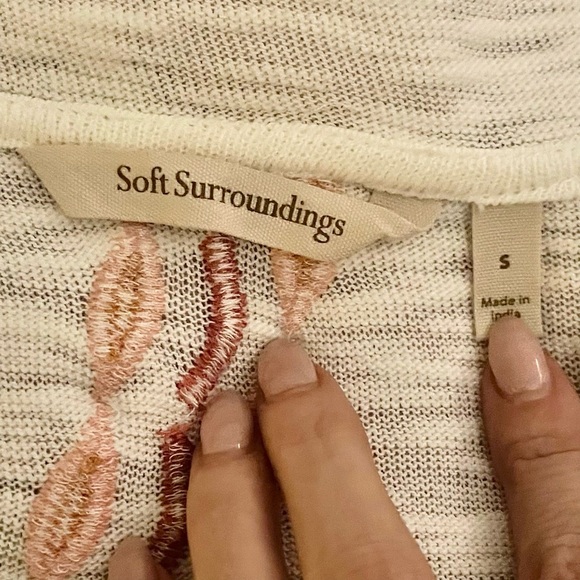 Soft Surroundings Embroidered Hoodie Sweater Small Cotton Boho Cottagecore - Picture 13 of 15